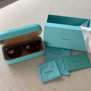 Tiffany & Co. Black Tortoiseshell Frame Sunglasses with Tiffany Blue Accents